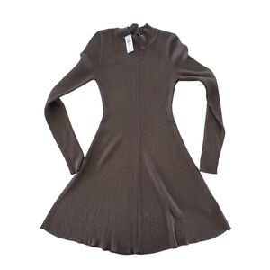 Gap Brown Rib Knit Mockneck Mini Dress Petite Medium NWT Quiet Luxury